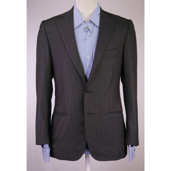 Borrelli Napoli Gray Striped Wool Suit Jacket Blazer Flawed 36S - Picture 2 of 14